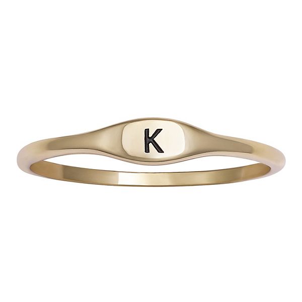 PRIMROSE Polished Oval Oxidized Initial Ring - Gold Tone K (8)