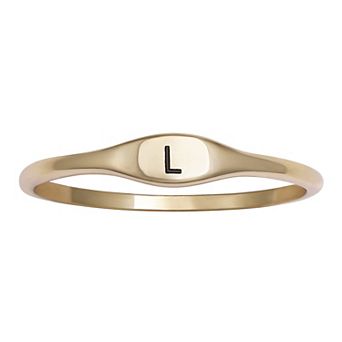 PRIMROSE Polished Oval Oxidized Initial Ring