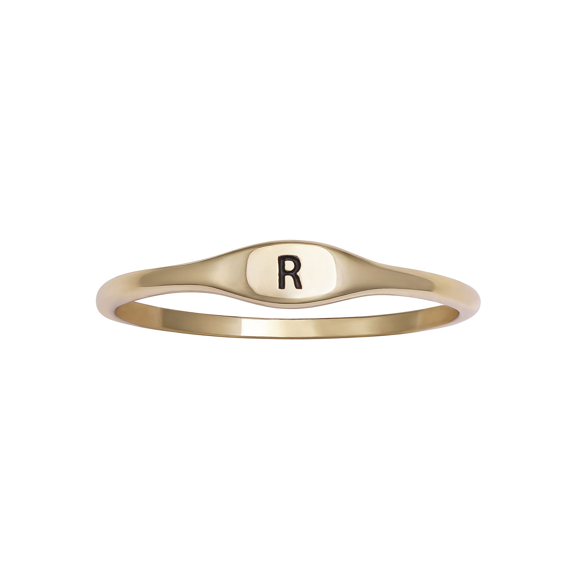 PRIMROSE Polished Oval Oxidized Initial Ring, Womens, Size: 7, Gold Tone R
