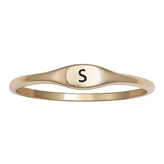 PRIMROSE Polished Oval Oxidized Initial Ring