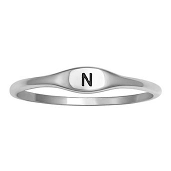 PRIMROSE Polished Oval Oxidized Initial Ring