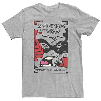Big & Tall DC Comics Batman Harley Quinn Retro Comic Poster Tee