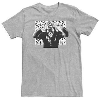Big & Tall DC Comics Batman Crazed Joker Black & White Poster Tee