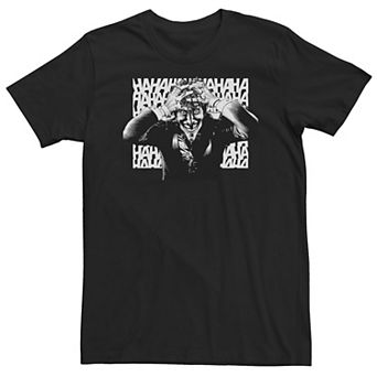 Big & Tall DC Comics Batman Crazed Joker Black & White Poster Tee