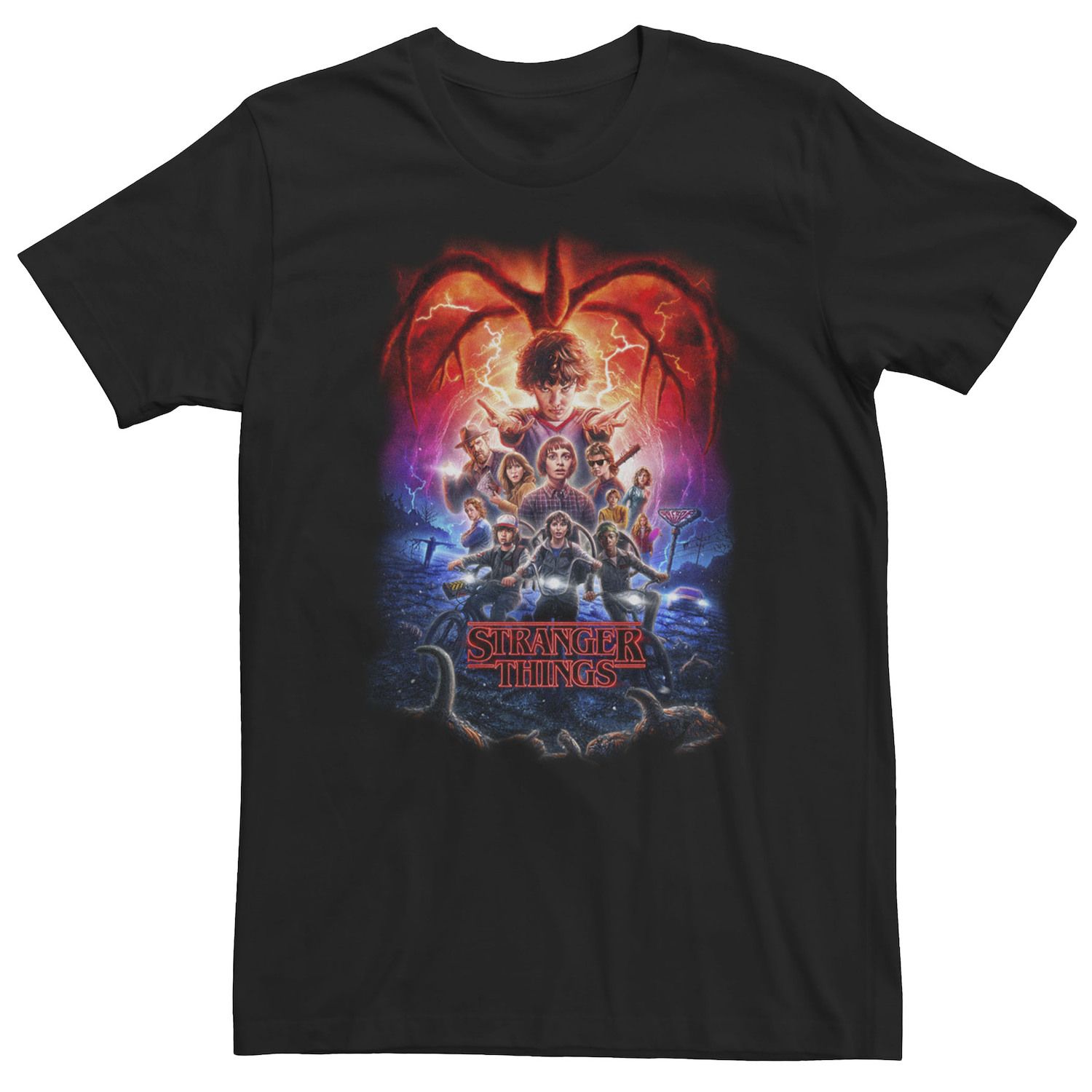 Netflix Stranger Things Eleven Card T-Shirt For Men - Big & Tall Sizes, Black Short Sleeve Tee - View #5