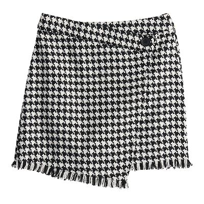 Juniors SO Asymmetrical Houndstooth Skirt