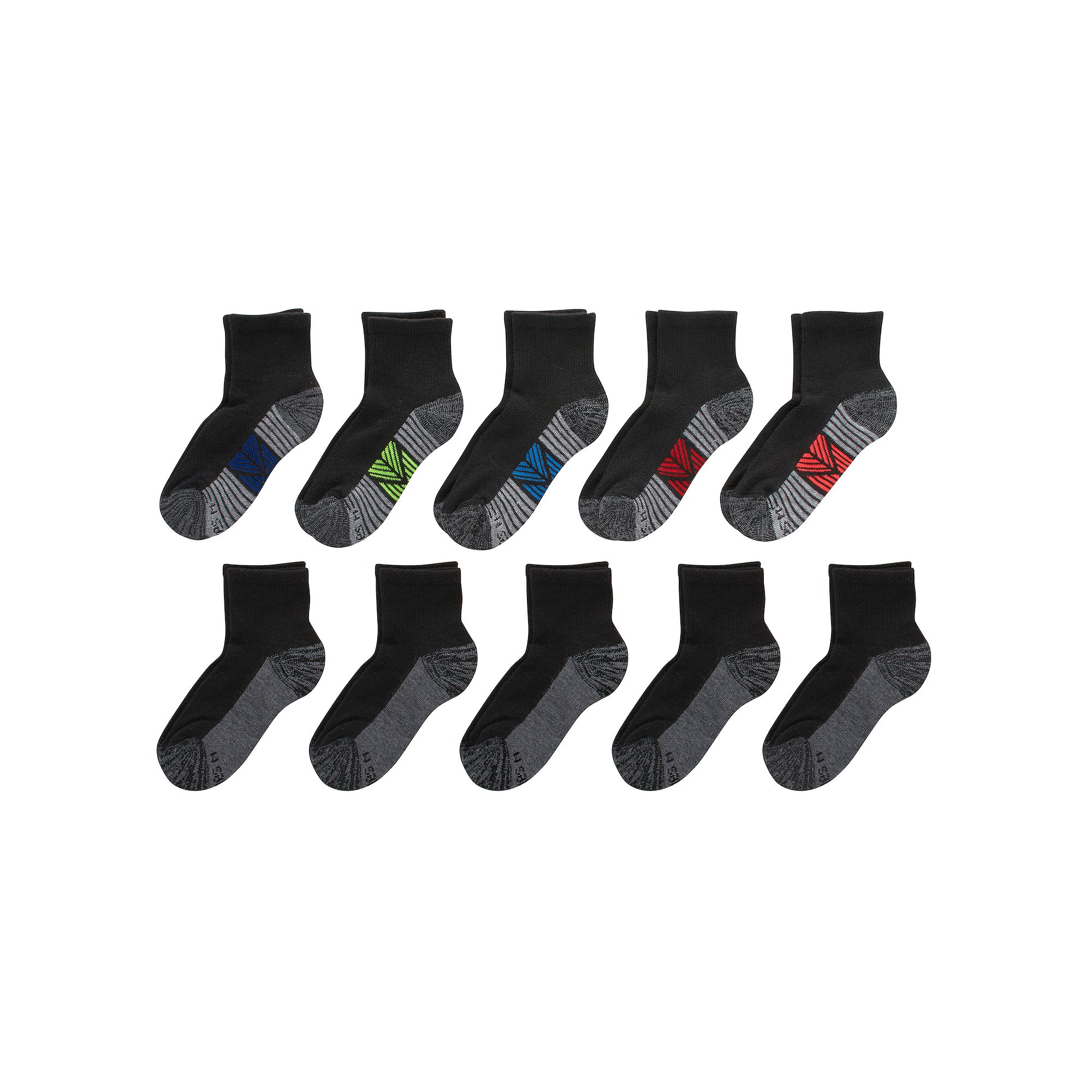 Hanes Ultimate 10-Pack Double Tough Boys Ankle Socks, Boys, Size: Small, 