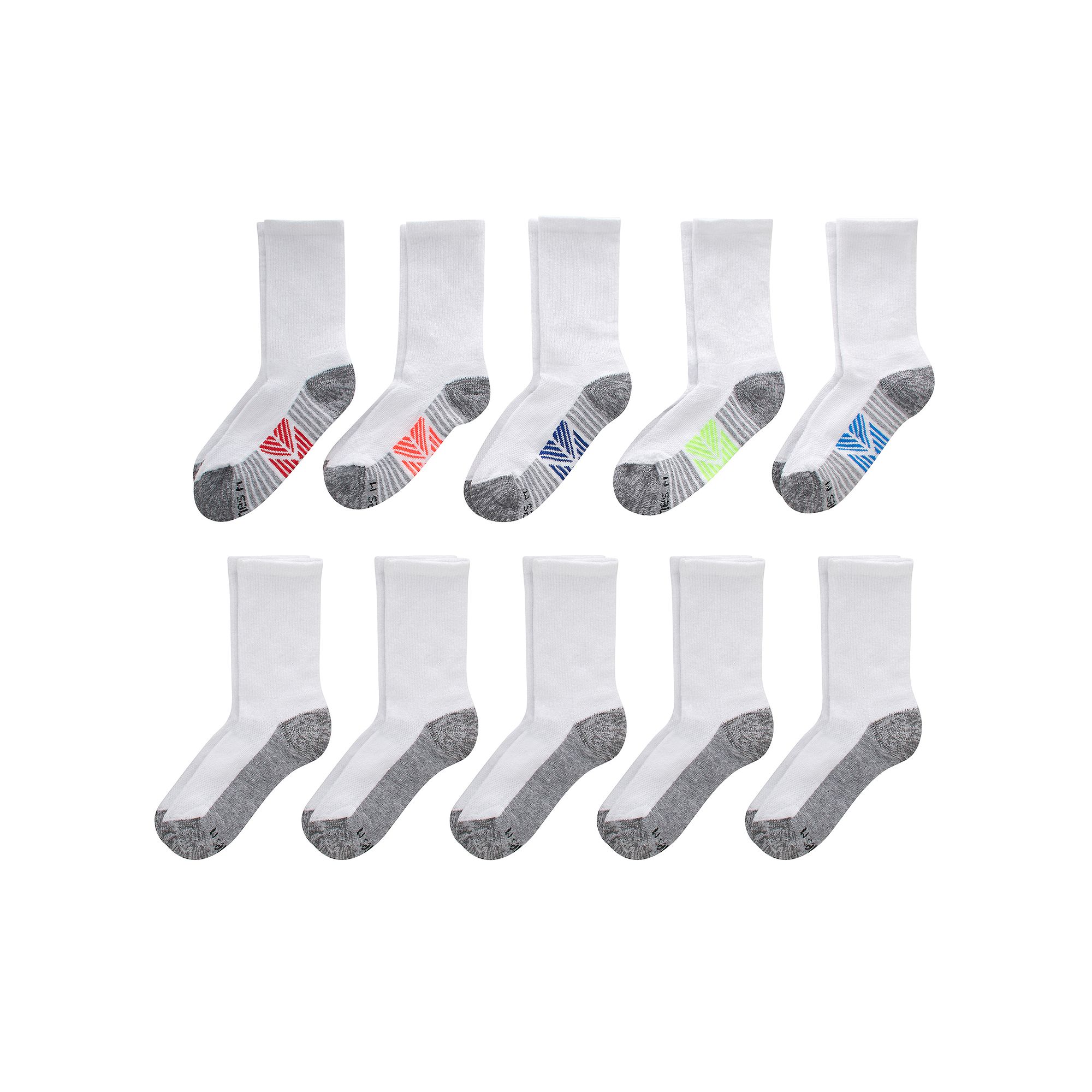Hanes Ultimate 10-Pack Double Tough Boys Crew Socks, Boys, Size: Small, W