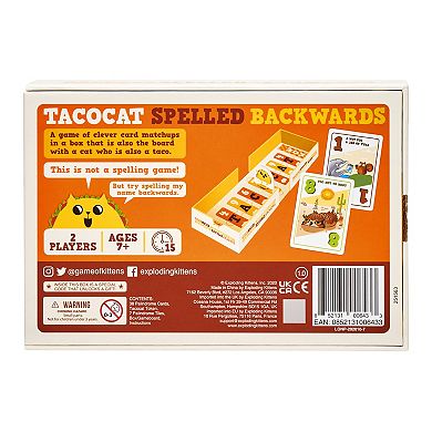Exploding Kittens Tacocat Spelled Backwards Board Game