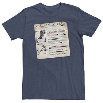 Big & Tall DC Comics Batman Harley Quinzel Arkham Asylum File Tee