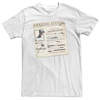 Big & Tall DC Comics Batman Harley Quinzel Arkham Asylum File Tee