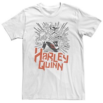 Big & Tall DC Comics Batman Harley Quinn Black & White Color Pop Logo Tee