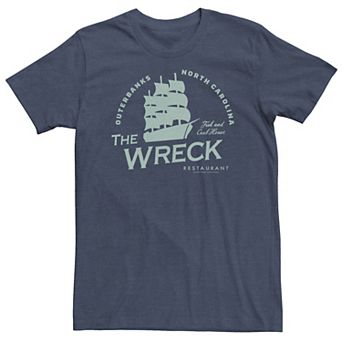 Big & Tall Outer Banks The Wreck Restaurant Ship Logo Tee