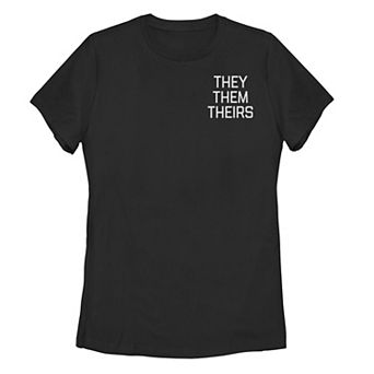 Young Adult They Them Theirs Left Chest Text Tee
