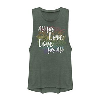 Junior's All For Love Love For All Gradient Flower Outline Muscle Tank Top