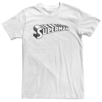Big & Tall DC Comics Superman Black & White Text Chest Logo Tee