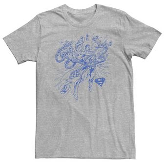 Big & Tall DC Comics Superman Break Chains Outlined Comic Poster Tee