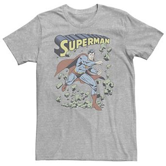 Big & Tall DC Comics Superman With Rocks Vintage Poster Tee