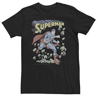 Big & Tall DC Comics Superman With Rocks Vintage Poster Tee