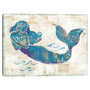 Masterpiece On the Waves II Mermaid Canvas Wall Art