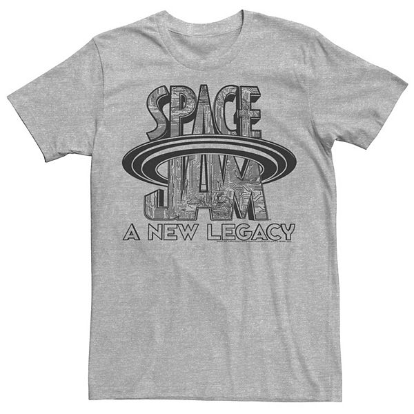 Men's Space Jam 2 A New Legacy Greyscale Distressed Logo Tee