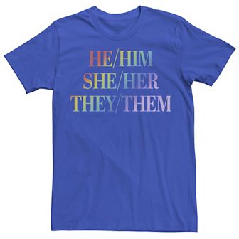 Adult Pronoun Stack Rainbow Text Tee
