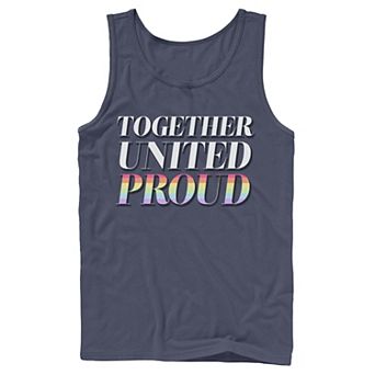 Men's United And Proud Text Rainbow Tank Top