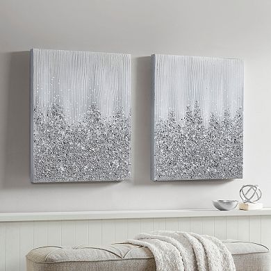 Madison Park Glimmer Hand Brush Embellished Canvas Wall Art 2-piece Set