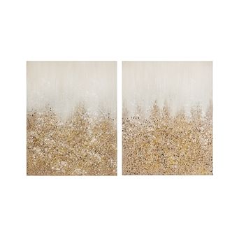 Madison Park Glimmer Hand Brush Embellished Abstract Canvas Wall Art 2 pc Set