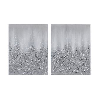 Madison Park Glimmer Hand Brush Embellished Abstract Canvas Wall Art 2 pc Set