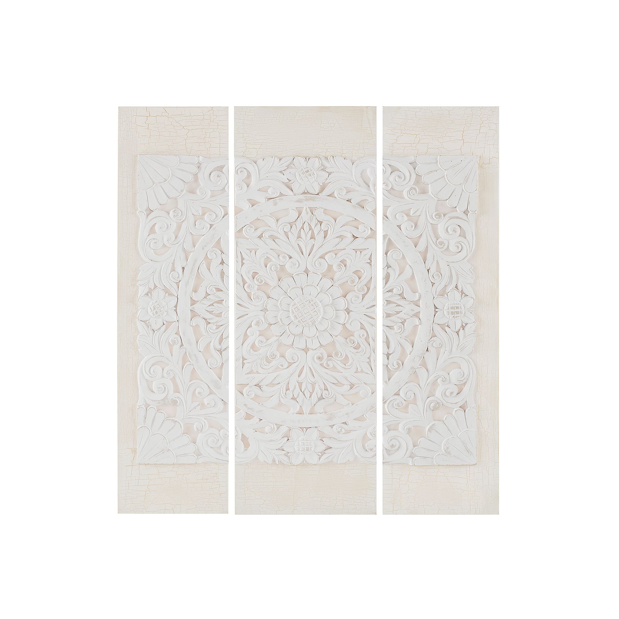 Madison Park Mandala 3D Embellished Canvas Wall Art 3-piece Set, White