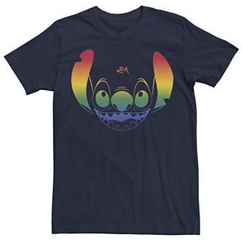 Disney's Lilo And Stitch Big Face Stitch Rainbow Men's Tee
