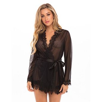 Oh La La Cheri Provence Eyelash Lace Robe & G-String Set 94-11136