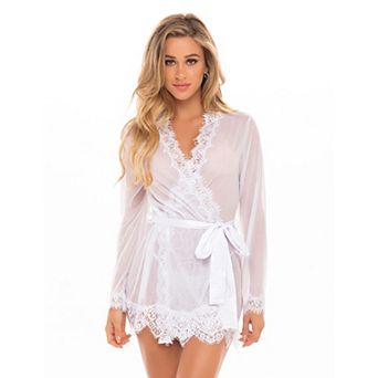 Oh La La Cheri Provence Eyelash Lace Robe & G-String Set 94-11136