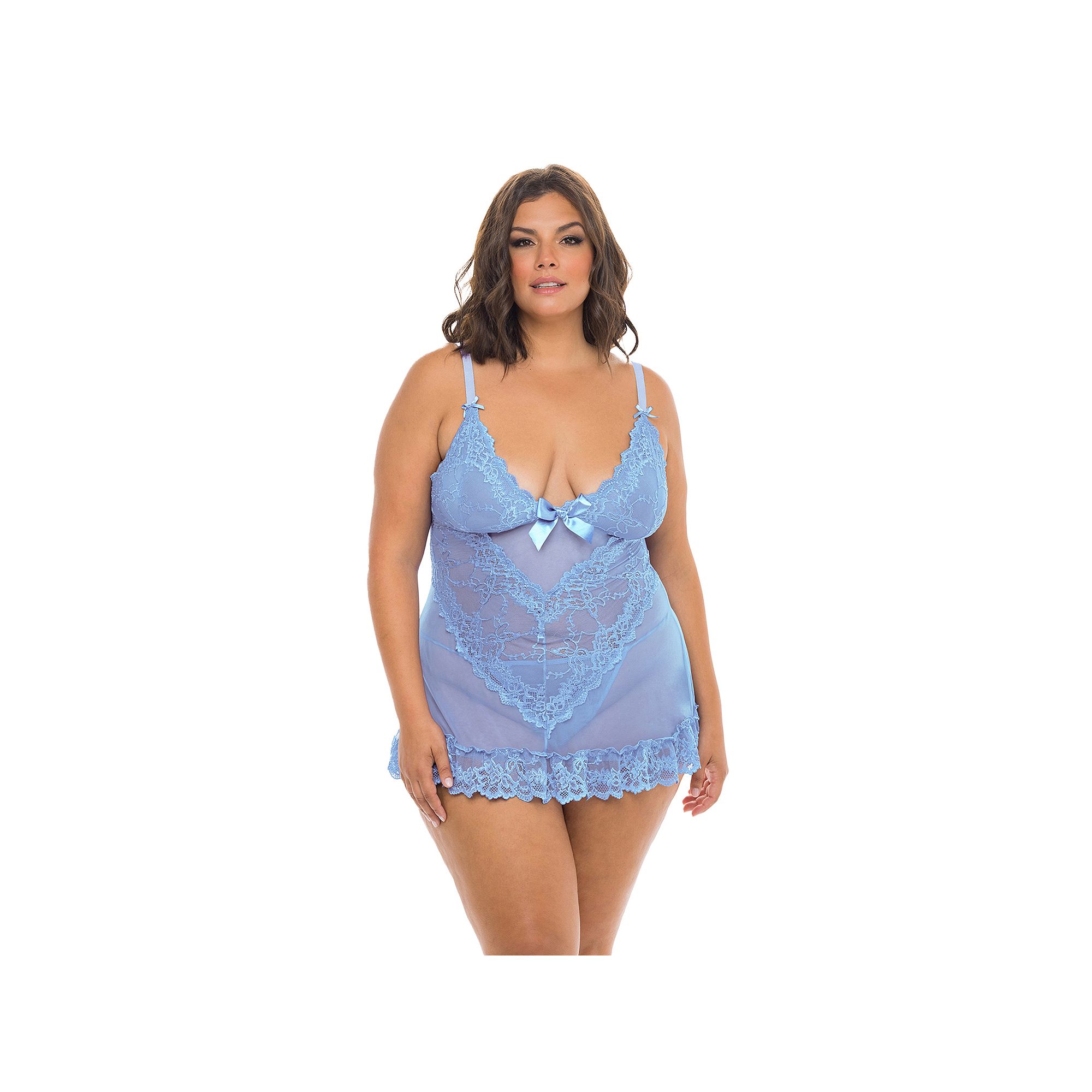 Plus Size Oh La La Cheri Valentine Soft Cup Lace Babydoll & G-String Set 21