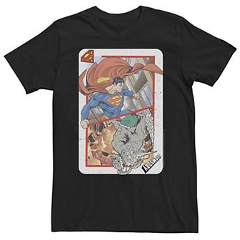 Big & Tall DC Comics Superman & Doomsday Vintage Playing Card Tee