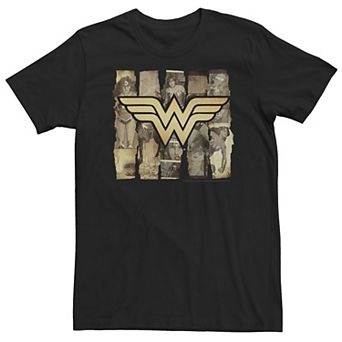 Big & Tall DC Comics Wonder Woman Logo Newspaper Portraits Tee