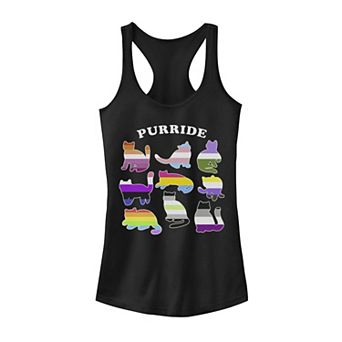 Junior's Purride Colorful Striped Cat Fill Tank Top