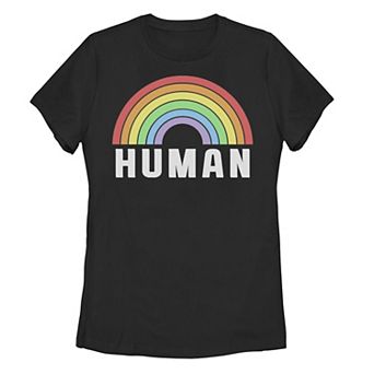 Junior's Human Colorful Pastel Rainbow Tee