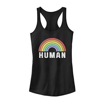 Junior's Human Colorful Pastel Rainbow Tank Top