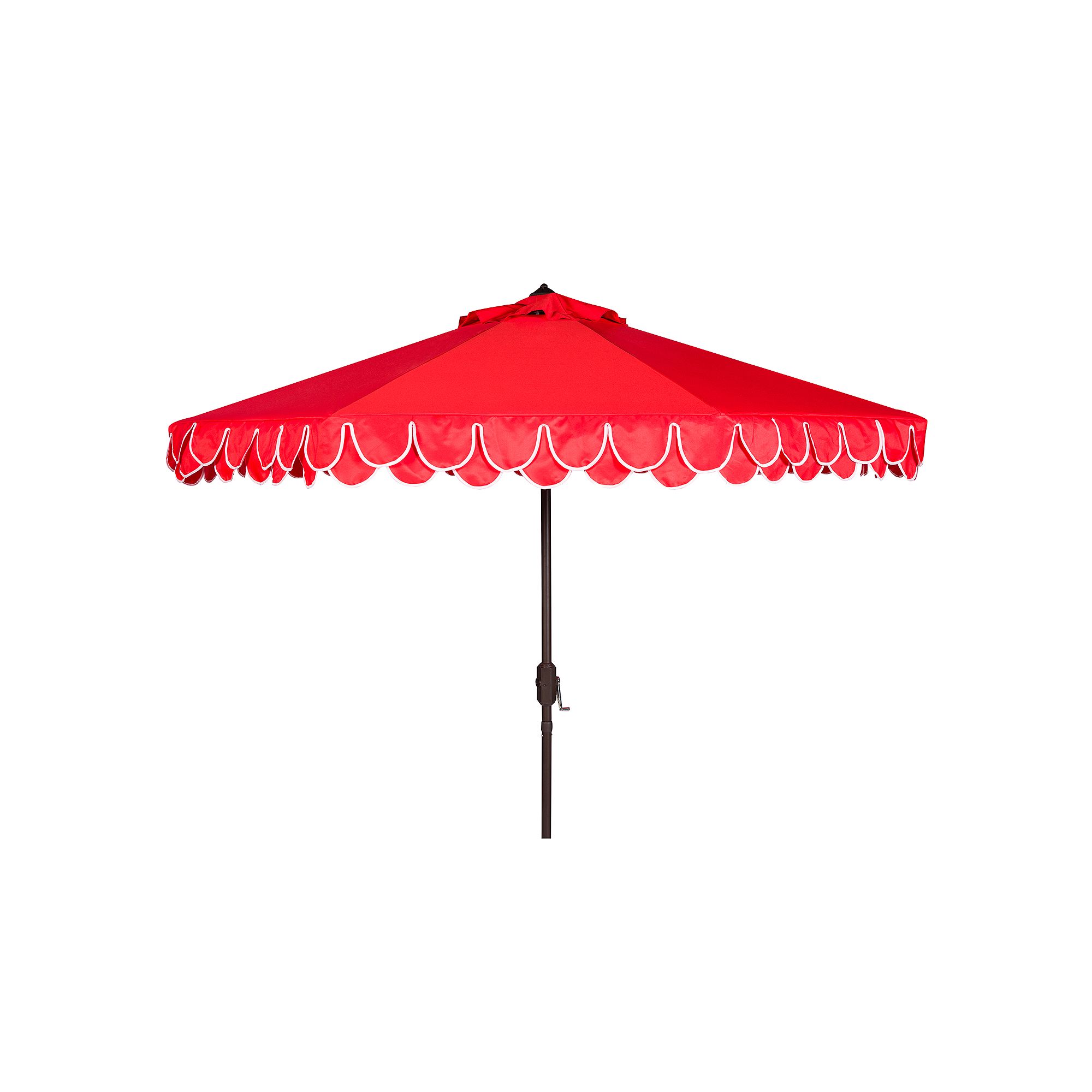 Safavieh Elegant Valance Auto Tilt Scalloped Umbrella, Red