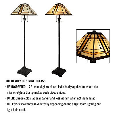 Lavish Home Tiffany Style Floor Lamp Mission Design Art Glass