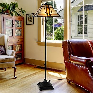 Lavish Home Tiffany Style Floor Lamp-Mission Design Art Glass