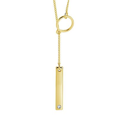 MC Collective Cubic Zirconia Bar Drop Lariat Necklace