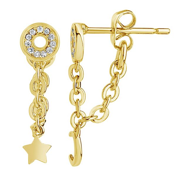 Mc Collective Moon Star Chain Drop Earrings