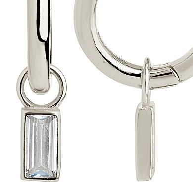 MC Collective Sterling Silver Cubic Zirconia Hoop Earrings