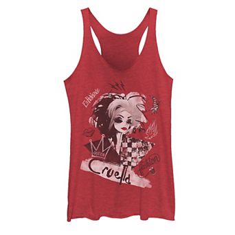Disney's' Cruella Juniors' Artsy Collage Graphic Tank Top