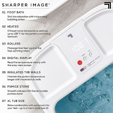 Sharper Image Hydro Spa Plus Foot Bath Massager, Heated with Rollers & LCD Display