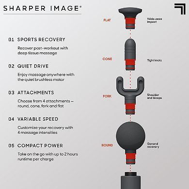 Sharper Image Powerboost Move Deep Tissue Travel Percussion Massager