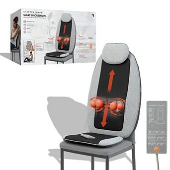 Sharper Image Massager Seat Topper 4-Node Shiatsu with Heat & Vibration